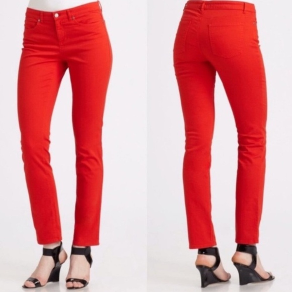 Eileen Fisher Straight Leg Organic‎ Cotton stretch Denim Jeans Red Women's Sz 8